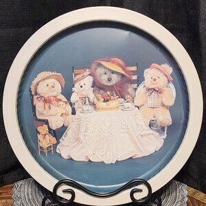 Teddy Bear Round Tin Tray - VTG